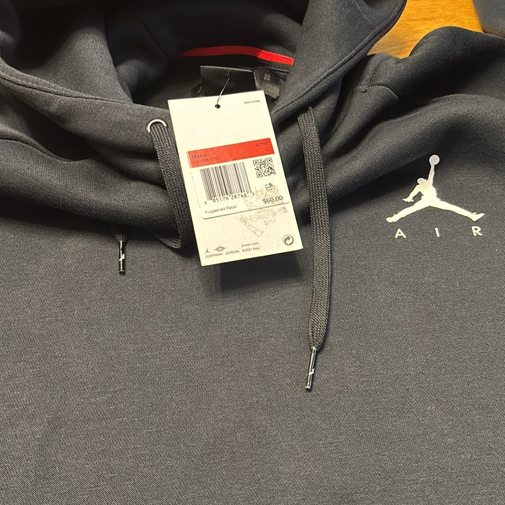 Jordan Black Pullover Hoodie with White Jumpman Logo - Picture 7 of 8